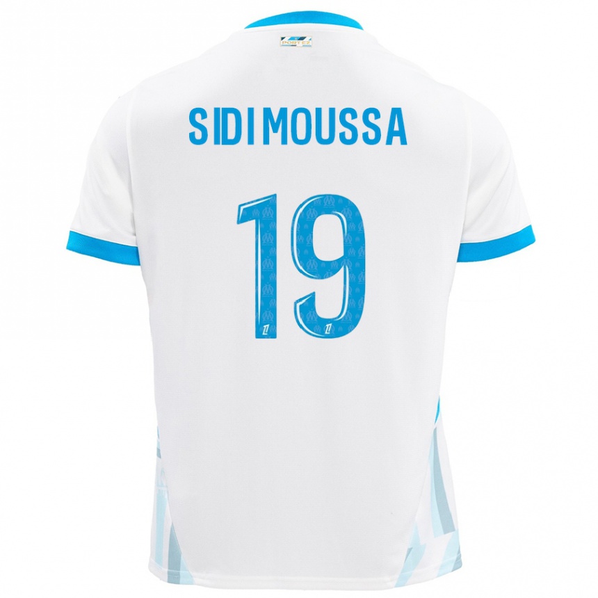 Hombre Fútbol Camiseta Salima Sidi Moussa #19 Blanco Azul Cielo 1ª Equipación 2024/25 Argentina