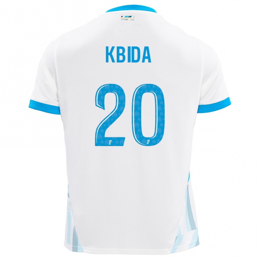 Hombre Fútbol Camiseta Inès Kbida #20 Blanco Azul Cielo 1ª Equipación 2024/25 Argentina