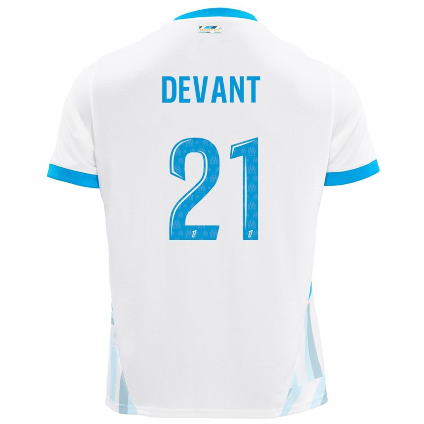 Hombre Fútbol Camiseta Caroline Devant #21 Blanco Azul Cielo 1ª Equipación 2024/25 Argentina