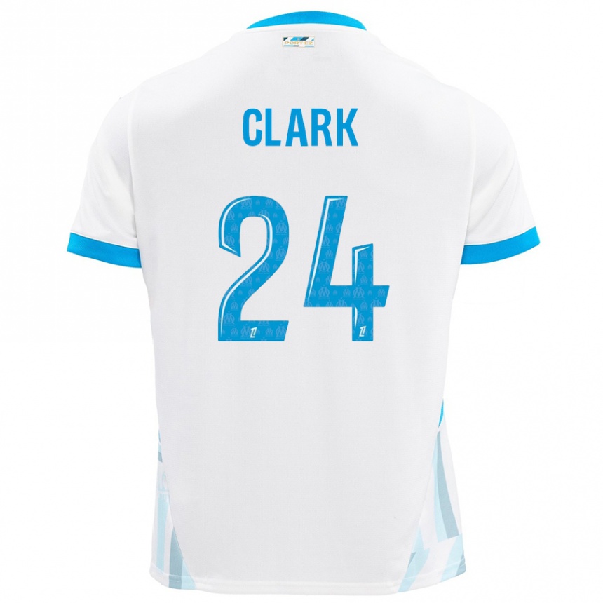 Hombre Fútbol Camiseta Ashley Clark #24 Blanco Azul Cielo 1ª Equipación 2024/25 Argentina