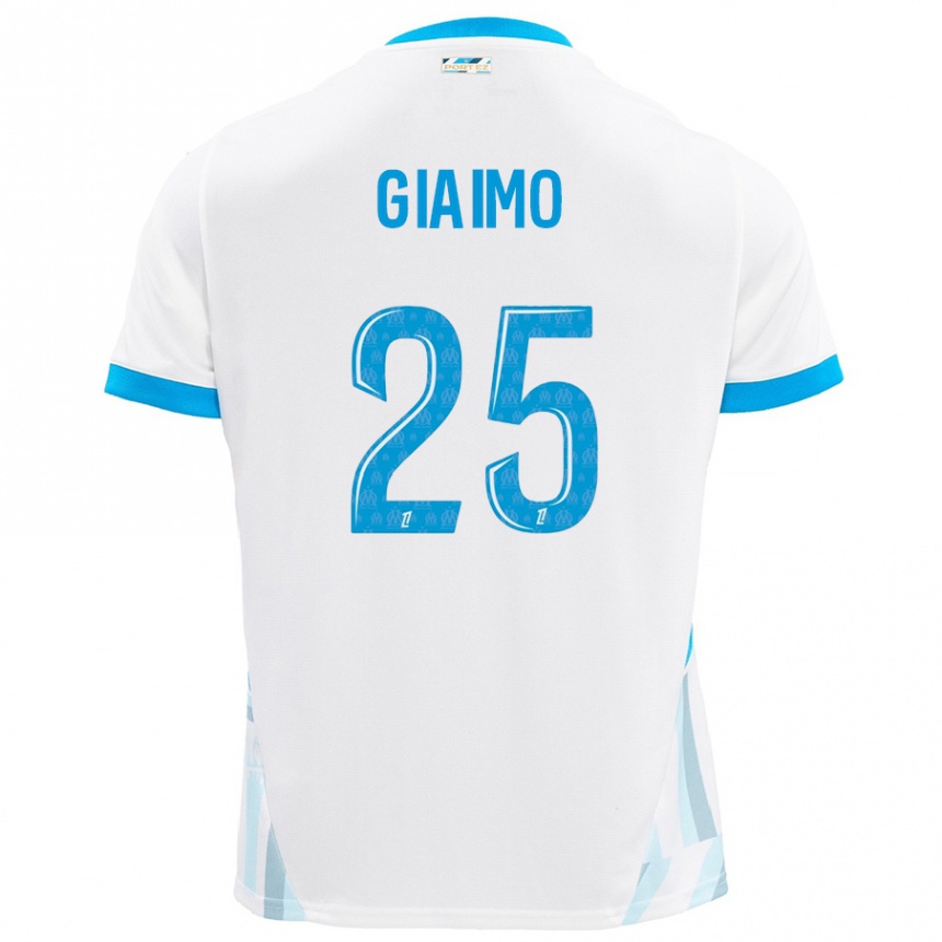 Hombre Fútbol Camiseta Carla Giaimo #25 Blanco Azul Cielo 1ª Equipación 2024/25 Argentina