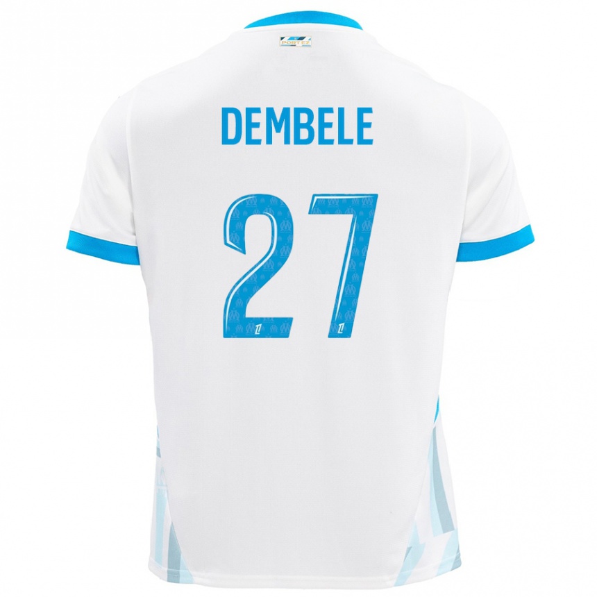 Hombre Fútbol Camiseta Coumba Dembélé #27 Blanco Azul Cielo 1ª Equipación 2024/25 Argentina