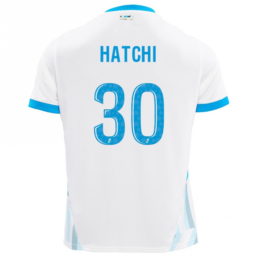 Hombre Fútbol Camiseta Anaïs Hatchi #30 Blanco Azul Cielo 1ª Equipación 2024/25 Argentina