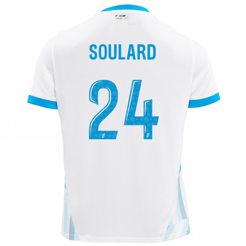 Hombre Fútbol Camiseta Amandine Soulard #24 Blanco Azul Cielo 1ª Equipación 2024/25 Argentina