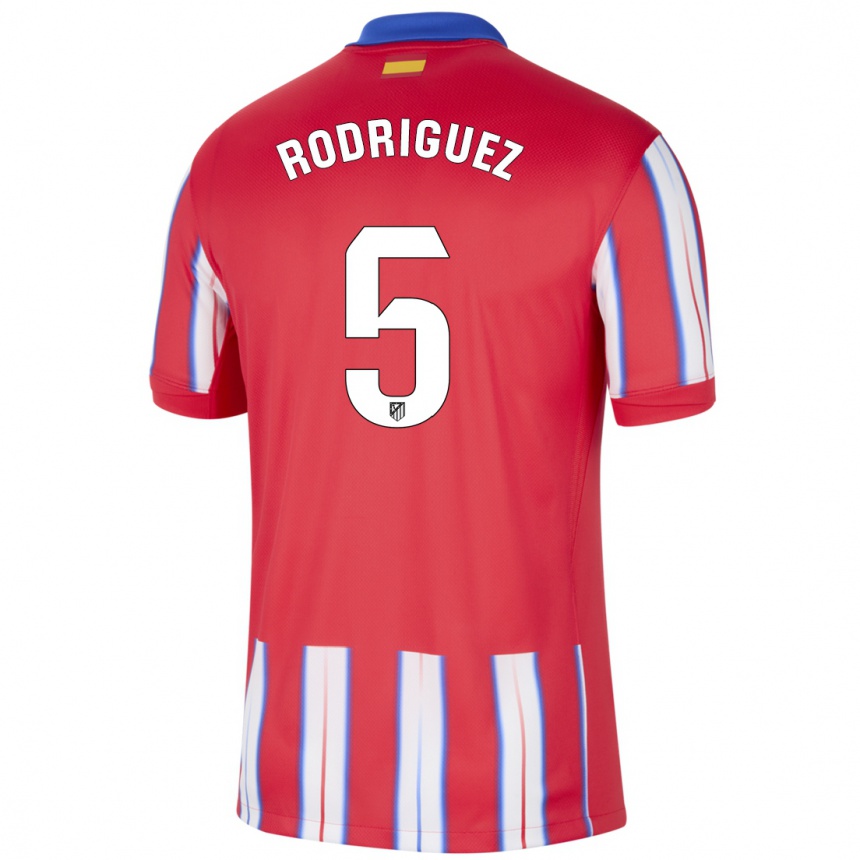 Hombre Fútbol Camiseta Cinta Rodriguez #5 Rojo Blanco Azul 1ª Equipación 2024/25 Argentina