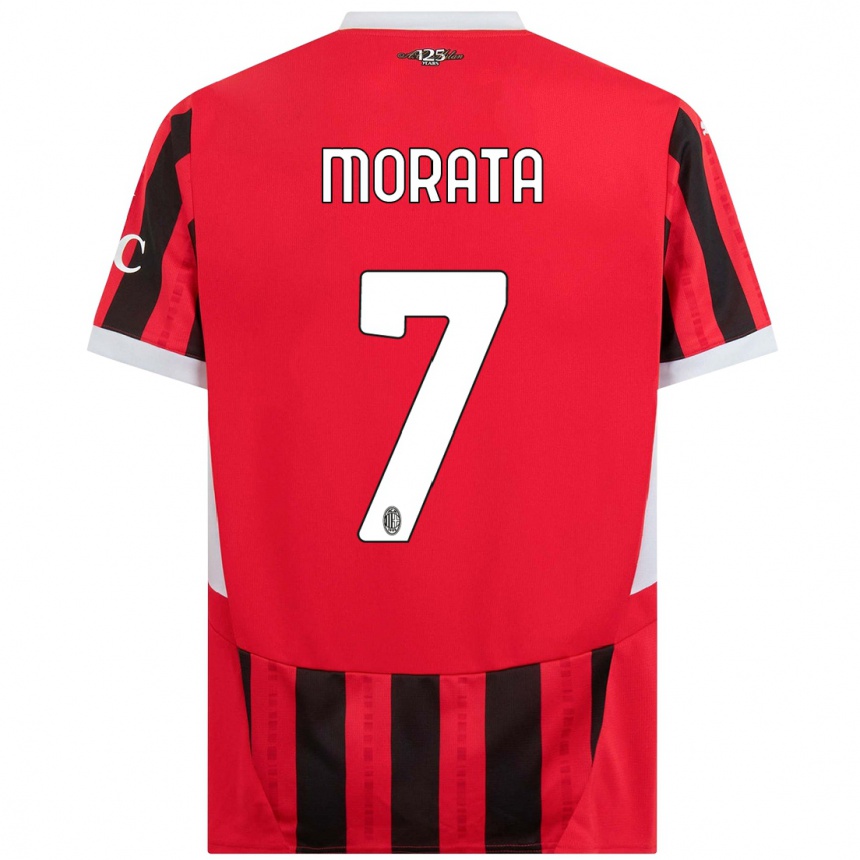 Hombre Fútbol Camiseta Alvaro Morata #7 Rojo Negro 1ª Equipación 2024/25 Argentina