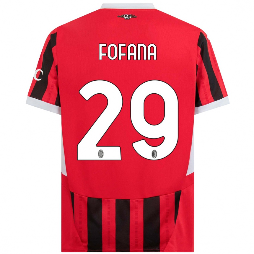 Hombre Fútbol Camiseta Youssouf Fofana #29 Rojo Negro 1ª Equipación 2024/25 Argentina