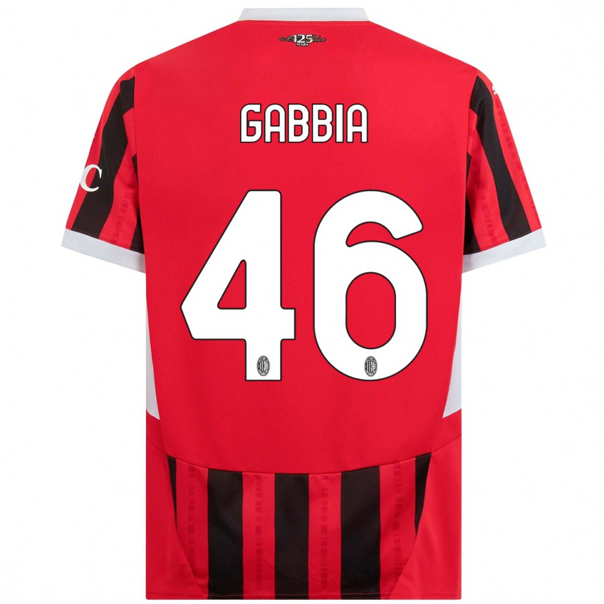 Hombre Fútbol Camiseta Matteo Gabbia #46 Rojo Negro 1ª Equipación 2024/25 Argentina