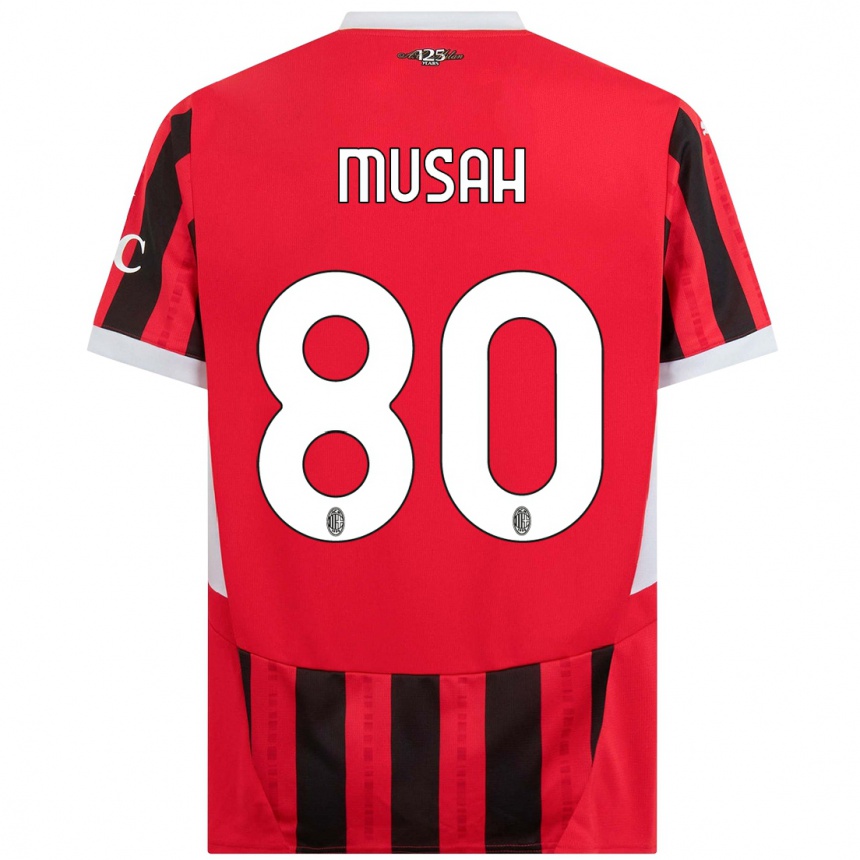 Hombre Fútbol Camiseta Yunus Musah #80 Rojo Negro 1ª Equipación 2024/25 Argentina