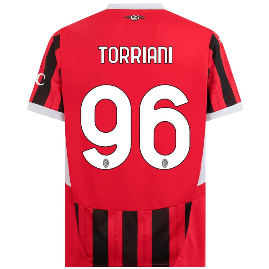 Hombre Fútbol Camiseta Lorenzo Torriani #96 Rojo Negro 1ª Equipación 2024/25 Argentina