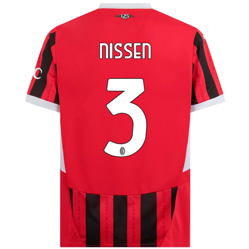 Hombre Fútbol Camiseta Fredrik Nissen #3 Rojo Negro 1ª Equipación 2024/25 Argentina