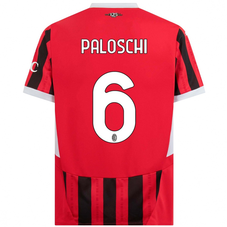 Hombre Fútbol Camiseta Dorian Paloschi #6 Rojo Negro 1ª Equipación 2024/25 Argentina