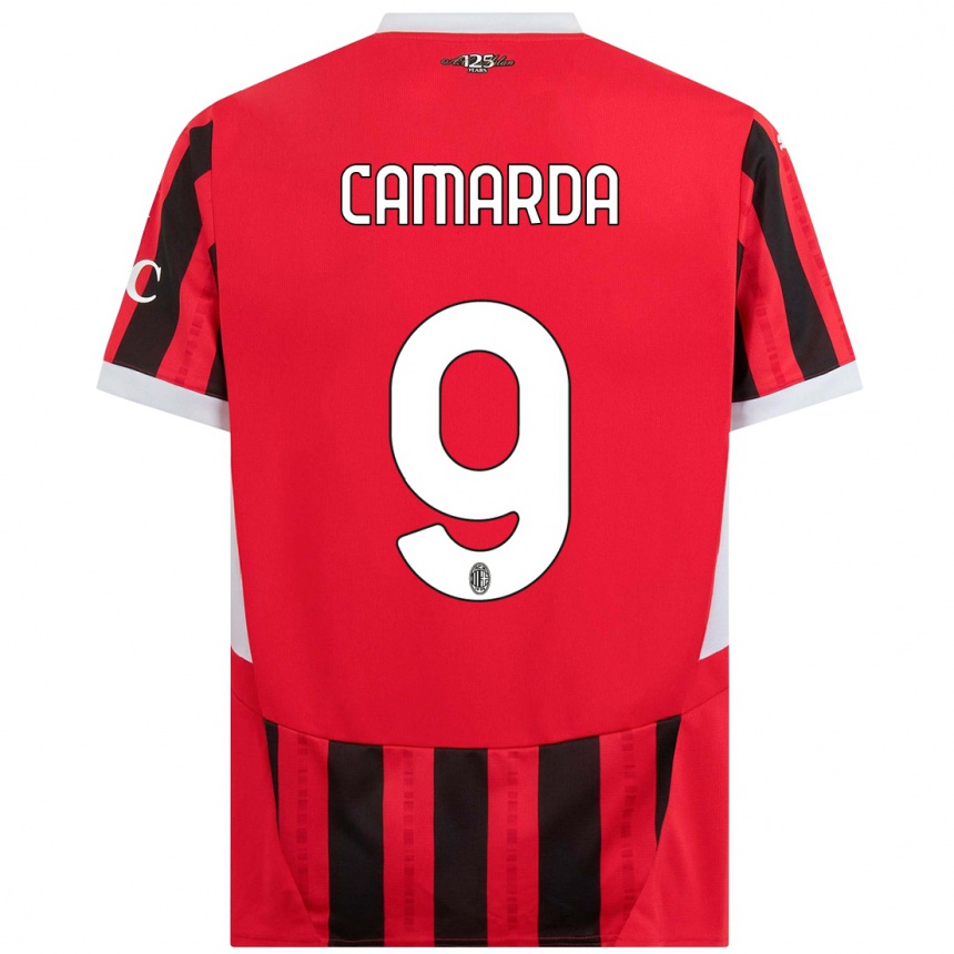 Hombre Fútbol Camiseta Francesco Camarda #9 Rojo Negro 1ª Equipación 2024/25 Argentina