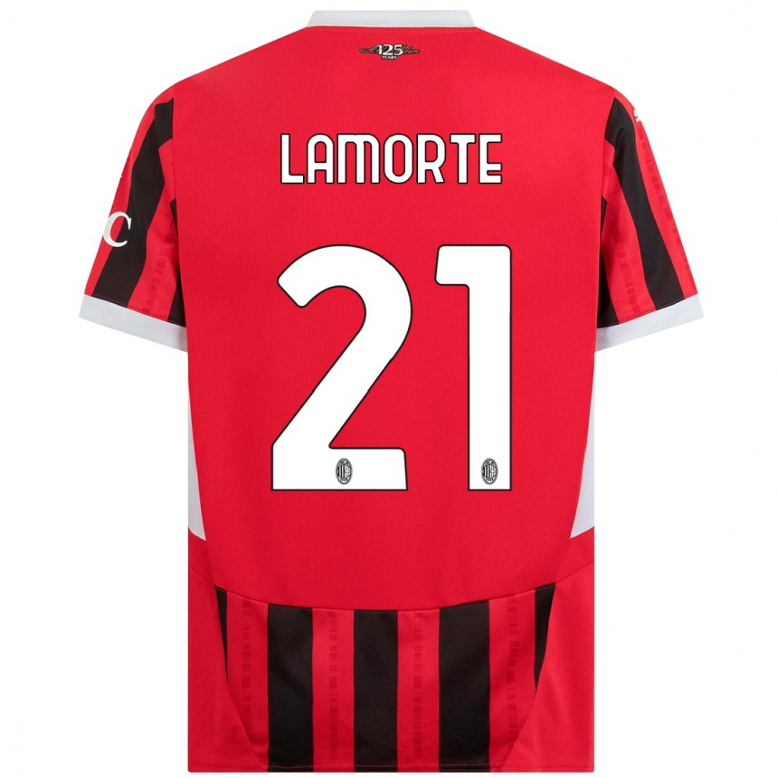 Hombre Fútbol Camiseta Alessandro Lamorte #21 Rojo Negro 1ª Equipación 2024/25 Argentina