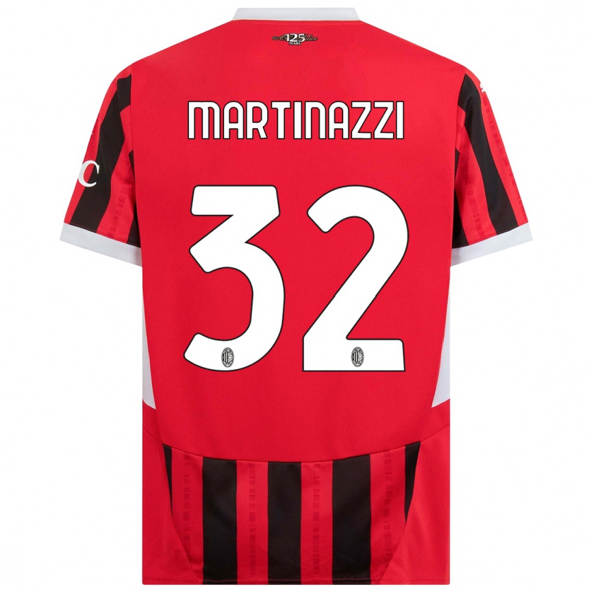 Hombre Fútbol Camiseta Luca Martinazzi #32 Rojo Negro 1ª Equipación 2024/25 Argentina