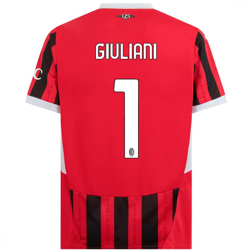 Hombre Fútbol Camiseta Laura Giuliani #1 Rojo Negro 1ª Equipación 2024/25 Argentina