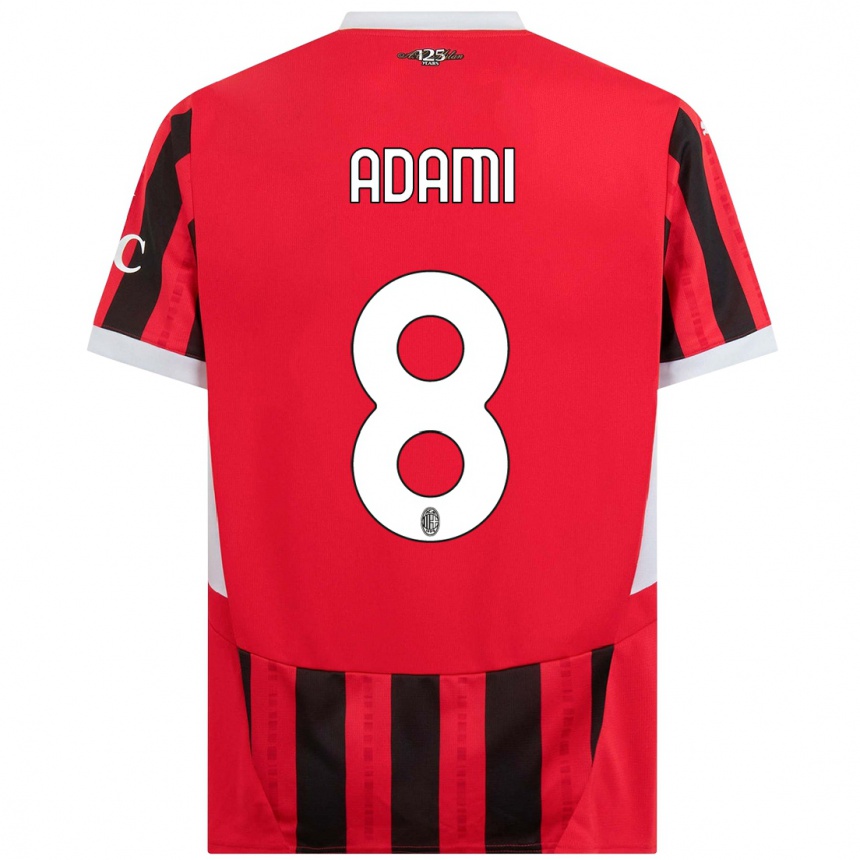 Hombre Fútbol Camiseta Greta Adami #8 Rojo Negro 1ª Equipación 2024/25 Argentina