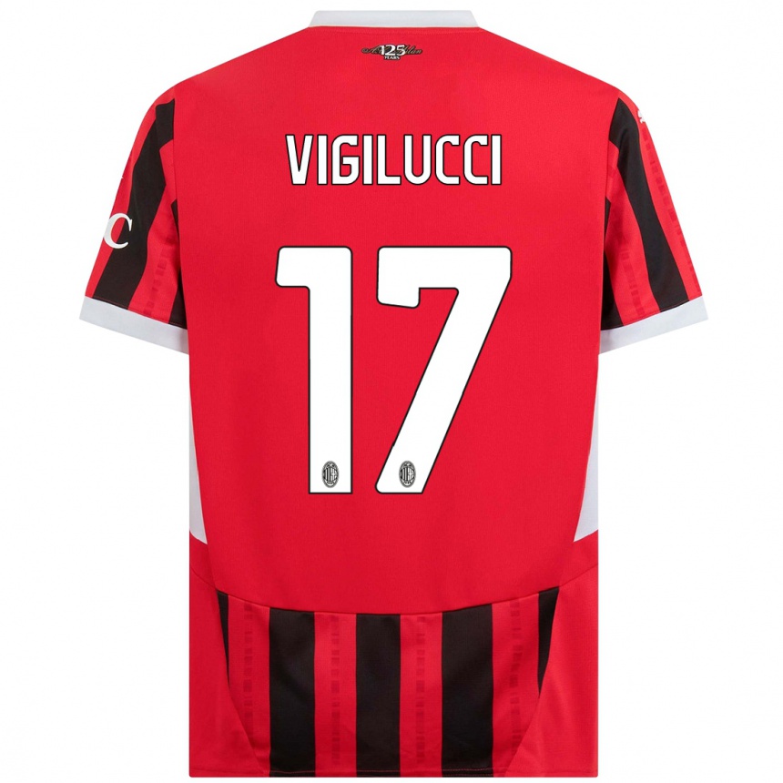 Hombre Fútbol Camiseta Valery Vigilucci #17 Rojo Negro 1ª Equipación 2024/25 Argentina