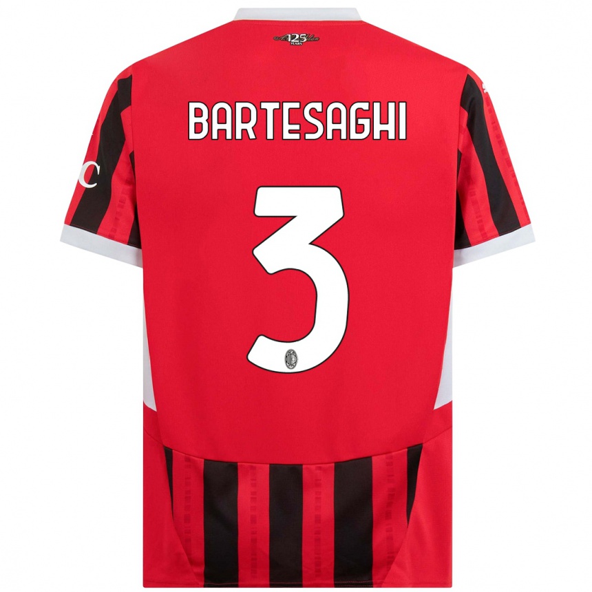 Hombre Fútbol Camiseta Davide Bartesaghi #3 Rojo Negro 1ª Equipación 2024/25 Argentina