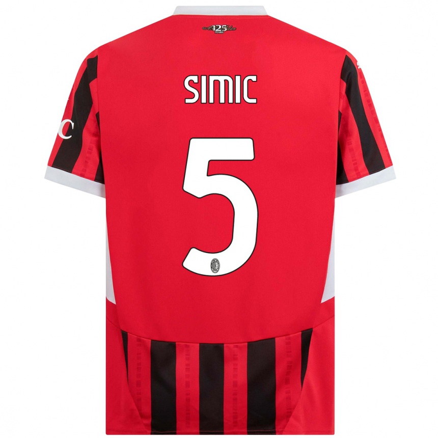 Hombre Fútbol Camiseta Jan-Carlo Simic #5 Rojo Negro 1ª Equipación 2024/25 Argentina