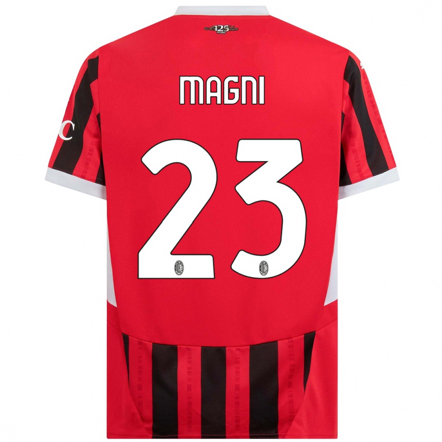 Hombre Fútbol Camiseta Vittorio Magni #23 Rojo Negro 1ª Equipación 2024/25 Argentina