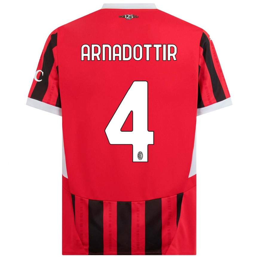 Hombre Fútbol Camiseta Guony Arnadottir #4 Rojo Negro 1ª Equipación 2024/25 Argentina