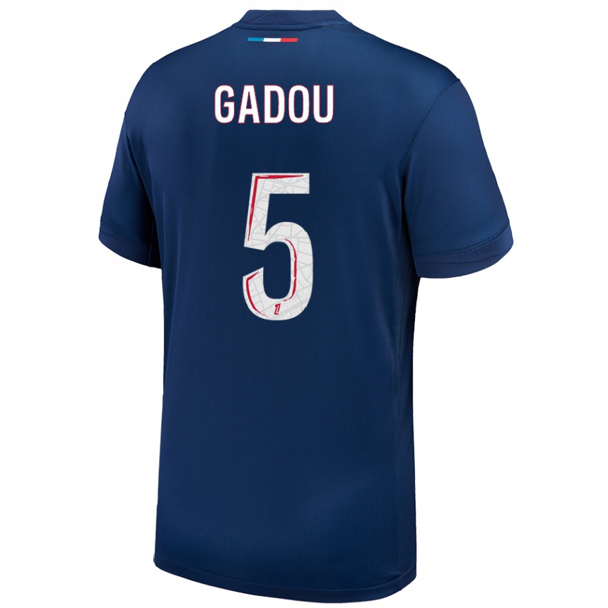 Hombre Fútbol Camiseta Joane Gadou #5 Azul Marino Blanco 1ª Equipación 2024/25 Argentina