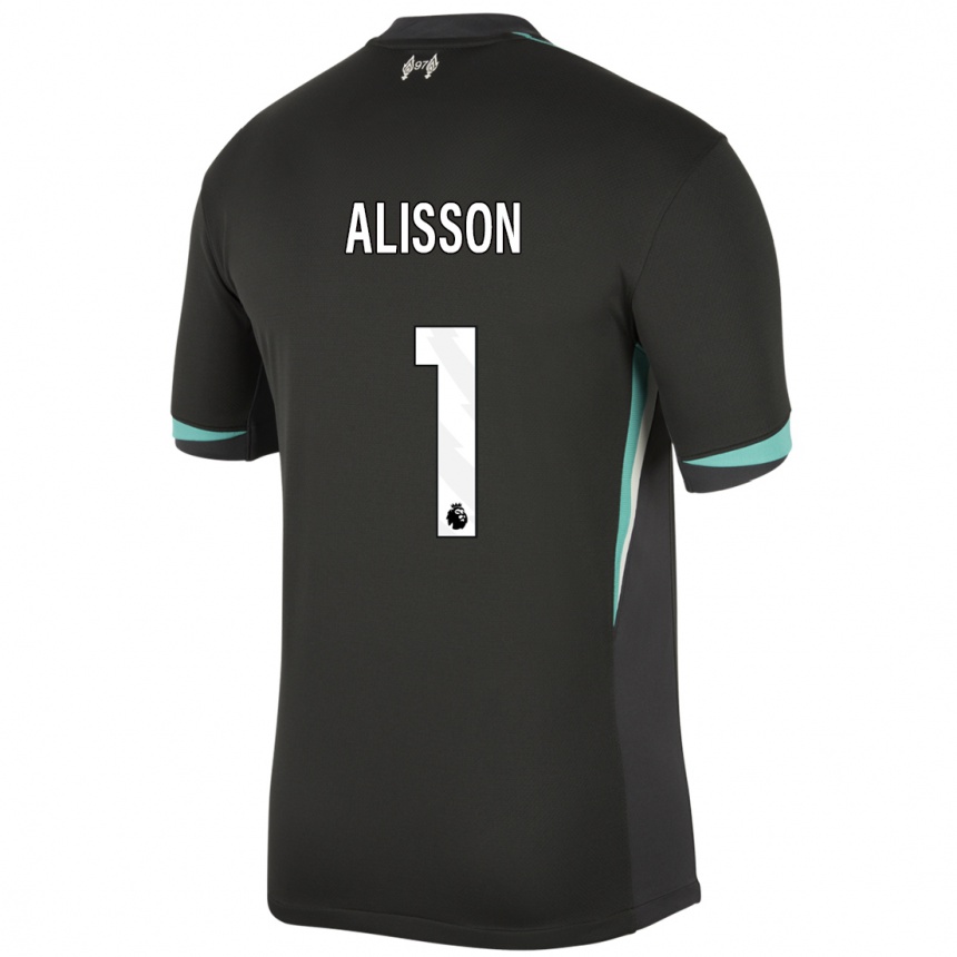 Hombre Fútbol Camiseta Alisson #1 Negro Antracita Blanco 2ª Equipación 2024/25 Argentina