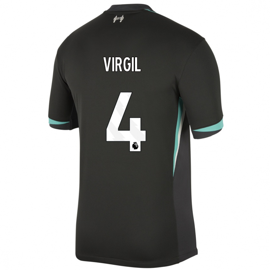 Hombre Fútbol Camiseta Virgil Van Dijk #4 Negro Antracita Blanco 2ª Equipación 2024/25 Argentina