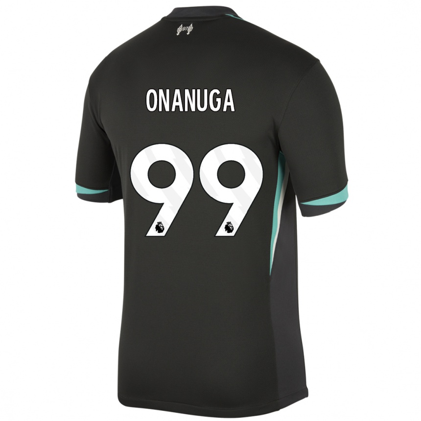 Hombre Fútbol Camiseta Fola Onanuga #99 Negro Antracita Blanco 2ª Equipación 2024/25 Argentina