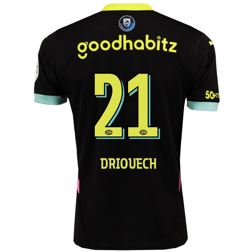 Hombre Fútbol Camiseta Couhaib Driouech #21 Negro Amarillo 2ª Equipación 2024/25 Argentina