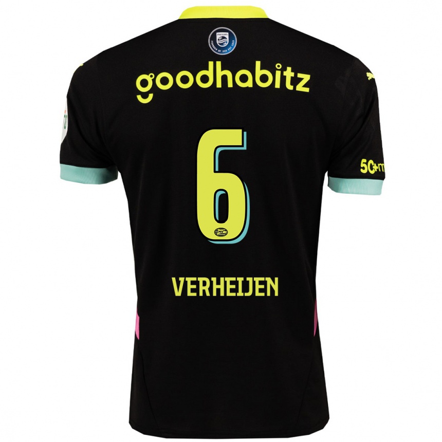 Hombre Fútbol Camiseta Janneke Verheijen #6 Negro Amarillo 2ª Equipación 2024/25 Argentina