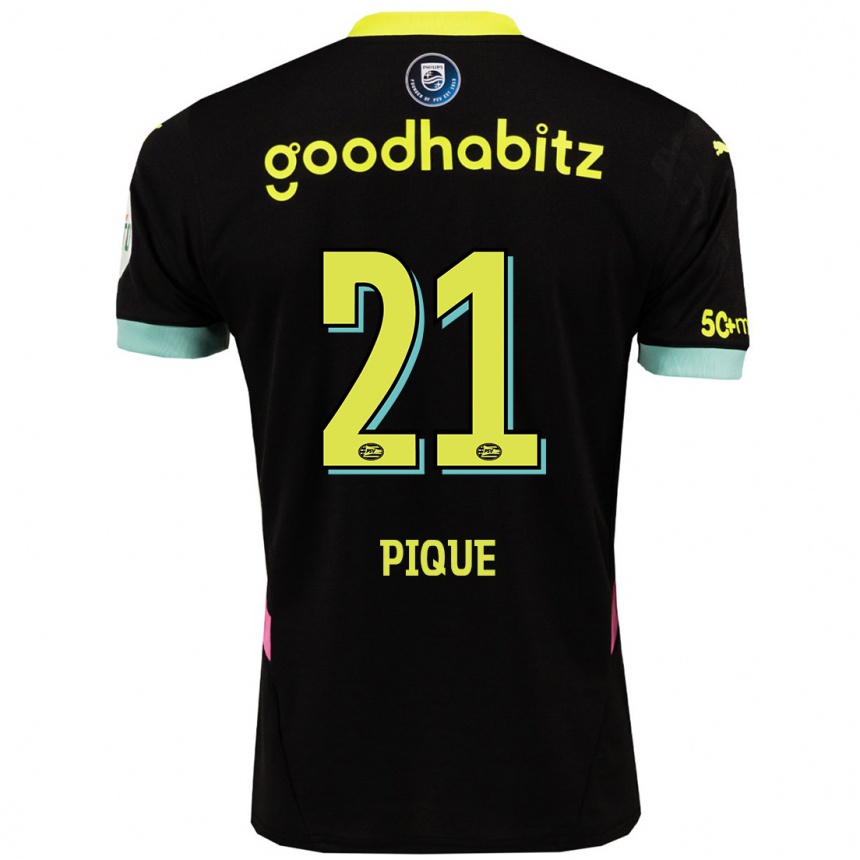 Hombre Fútbol Camiseta Naomi Piqué #21 Negro Amarillo 2ª Equipación 2024/25 Argentina