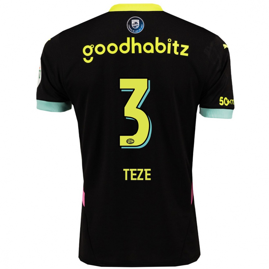 Hombre Fútbol Camiseta Jordan Teze #3 Negro Amarillo 2ª Equipación 2024/25 Argentina