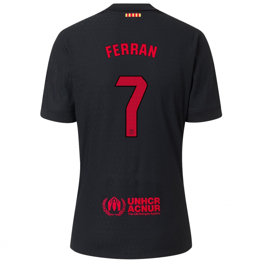 Hombre Fútbol Camiseta Ferran Torres #7 Negro Rojo 2ª Equipación 2024/25 Argentina