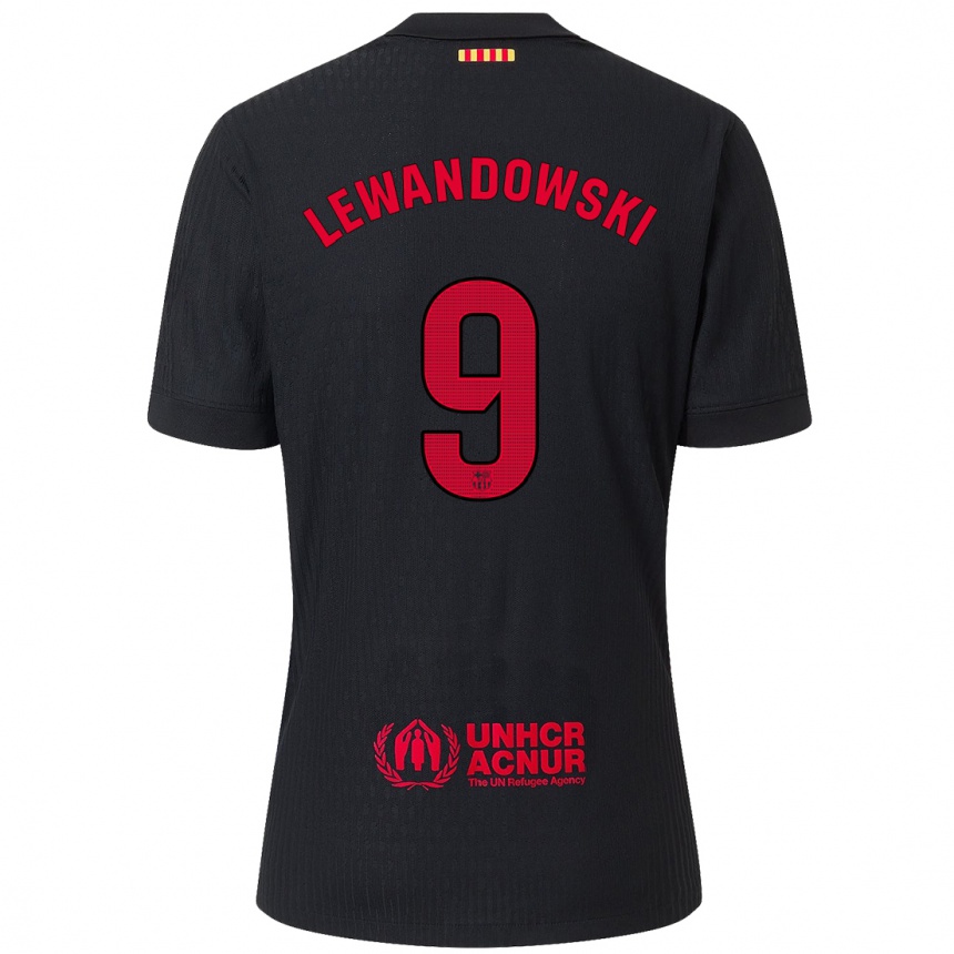 Hombre Fútbol Camiseta Robert Lewandowski #9 Negro Rojo 2ª Equipación 2024/25 Argentina