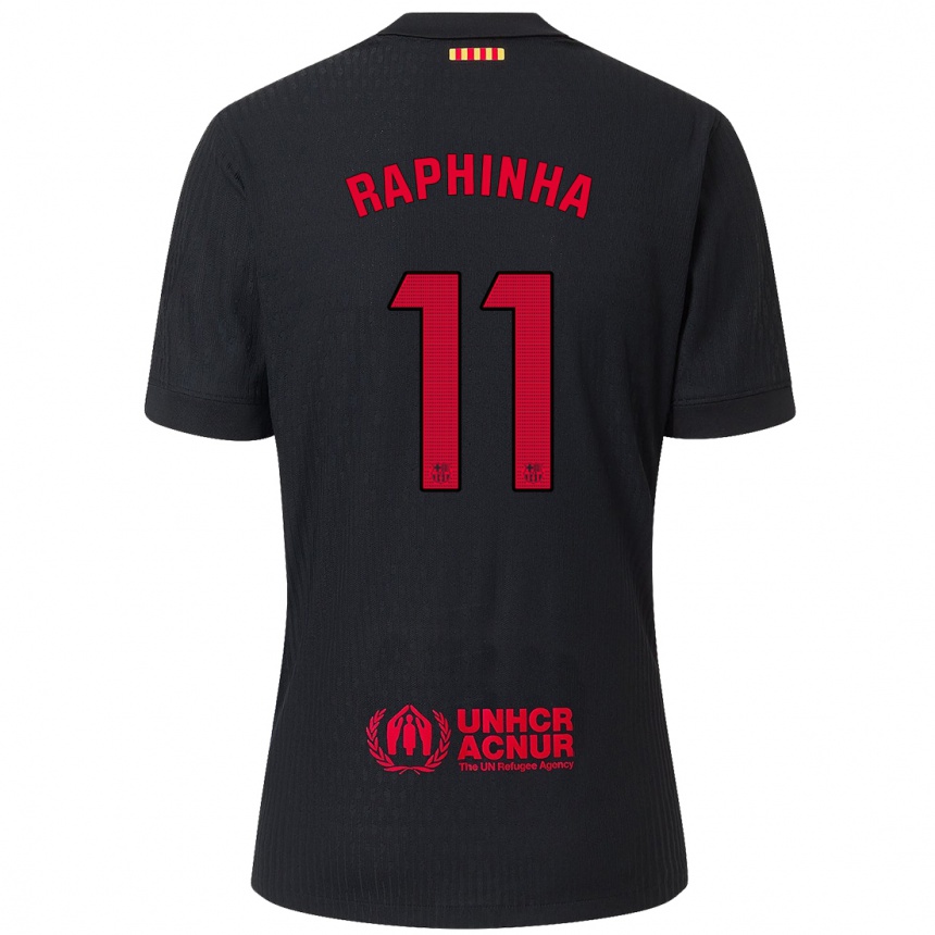 Hombre Fútbol Camiseta Raphinha #11 Negro Rojo 2ª Equipación 2024/25 Argentina