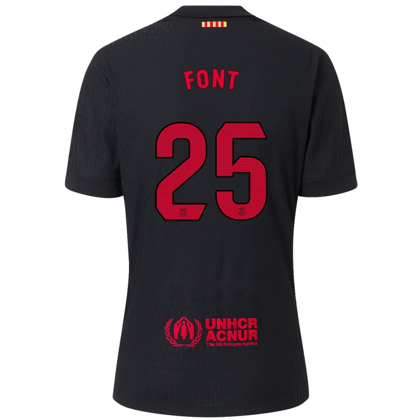 Hombre Fútbol Camiseta Gemma Font #25 Negro Rojo 2ª Equipación 2024/25 Argentina