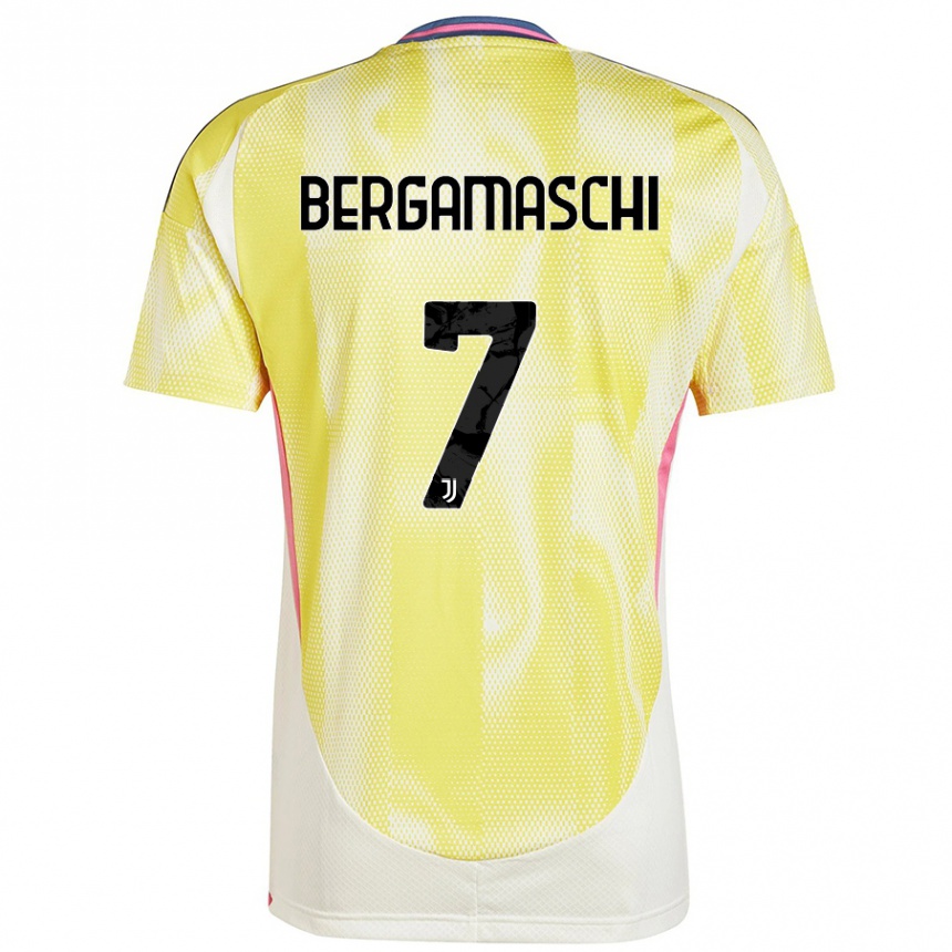 Hombre Fútbol Camiseta Valentina Bergamaschi #7 Amarillo Solar 2ª Equipación 2024/25 Argentina