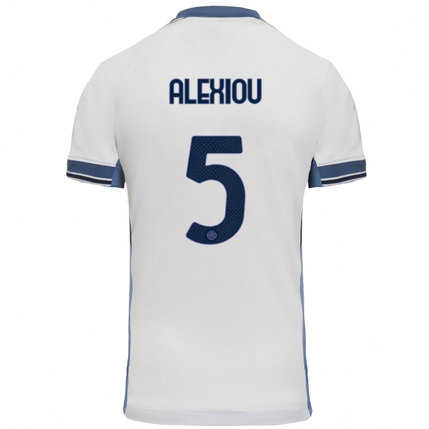 Hombre Fútbol Camiseta Christos Alexiou #5 Blanco Gris 2ª Equipación 2024/25 Argentina