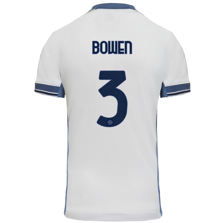 Hombre Fútbol Camiseta Katie Bowen #3 Blanco Gris 2ª Equipación 2024/25 Argentina