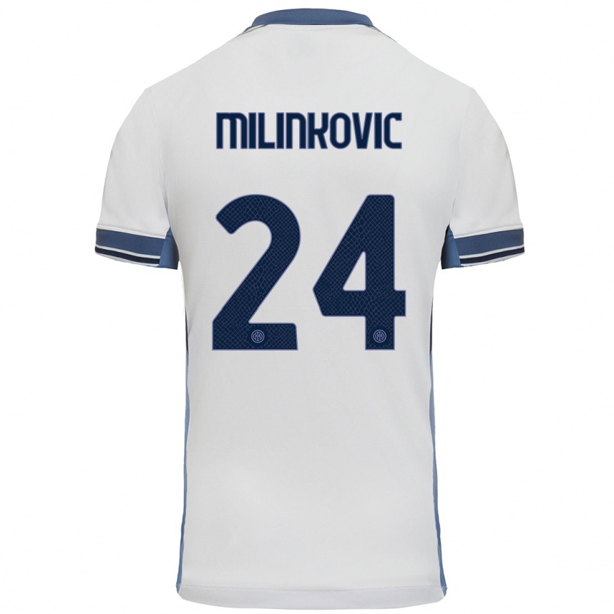 Hombre Fútbol Camiseta Marija Milinković #24 Blanco Gris 2ª Equipación 2024/25 Argentina