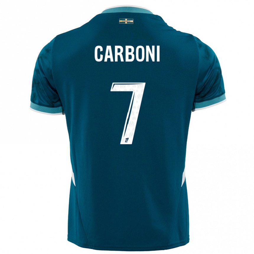 Hombre Fútbol Camiseta Valentín Carboni #7 Azul Turquesa 2ª Equipación 2024/25 Argentina