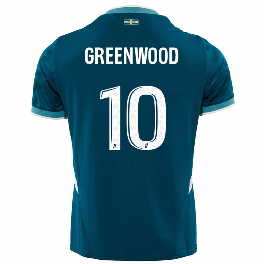 Hombre Fútbol Camiseta Mason Greenwood #10 Azul Turquesa 2ª Equipación 2024/25 Argentina