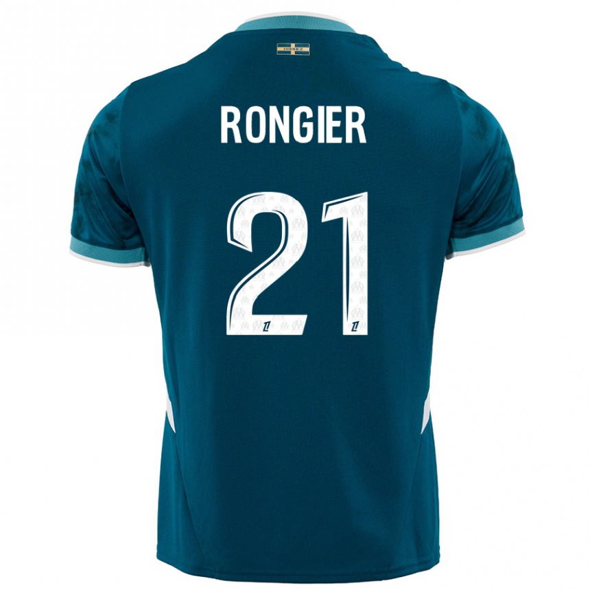 Hombre Fútbol Camiseta Valentin Rongier #21 Azul Turquesa 2ª Equipación 2024/25 Argentina