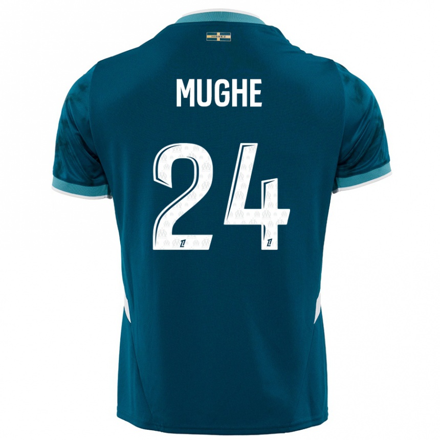 Hombre Fútbol Camiseta François Mughe #24 Azul Turquesa 2ª Equipación 2024/25 Argentina