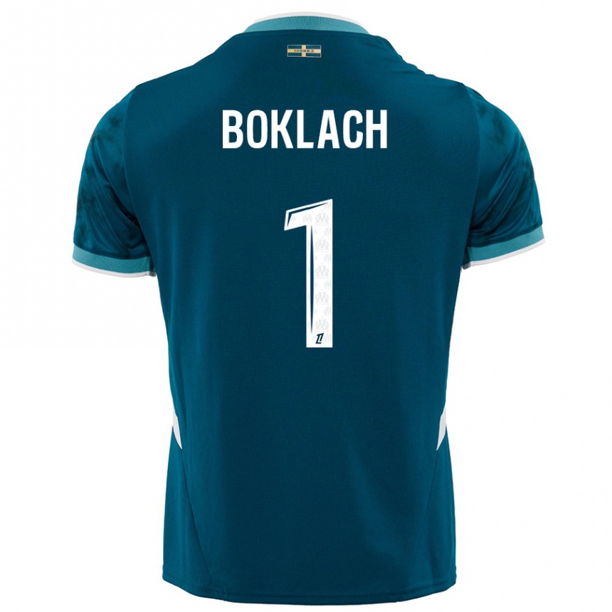 Hombre Fútbol Camiseta Kateryna Boklach #1 Azul Turquesa 2ª Equipación 2024/25 Argentina