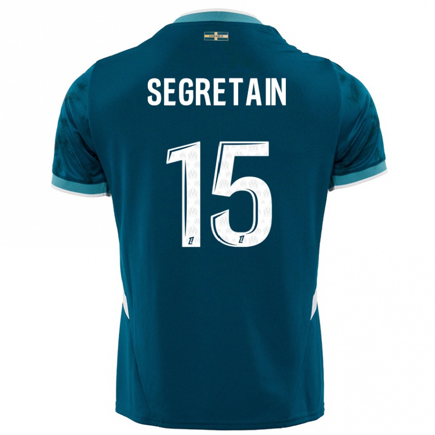 Hombre Fútbol Camiseta Julie Ségrétain #15 Azul Turquesa 2ª Equipación 2024/25 Argentina