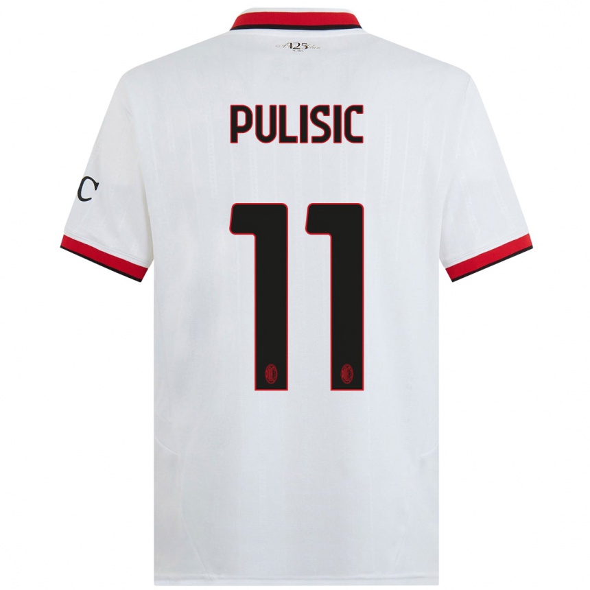 Hombre Fútbol Camiseta Christian Pulisic #11 Blanco Negro Rojo 2ª Equipación 2024/25 Argentina