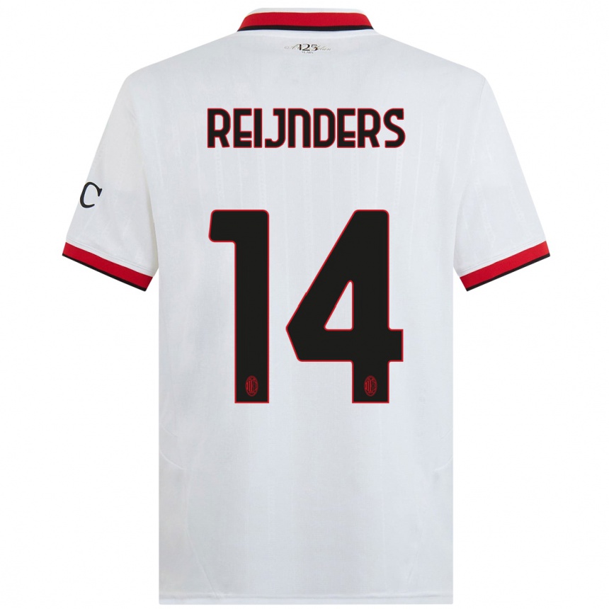 Hombre Fútbol Camiseta Tijjani Reijnders #14 Blanco Negro Rojo 2ª Equipación 2024/25 Argentina